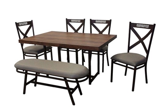 4 Chair/Bench Melamine Top Dining Set